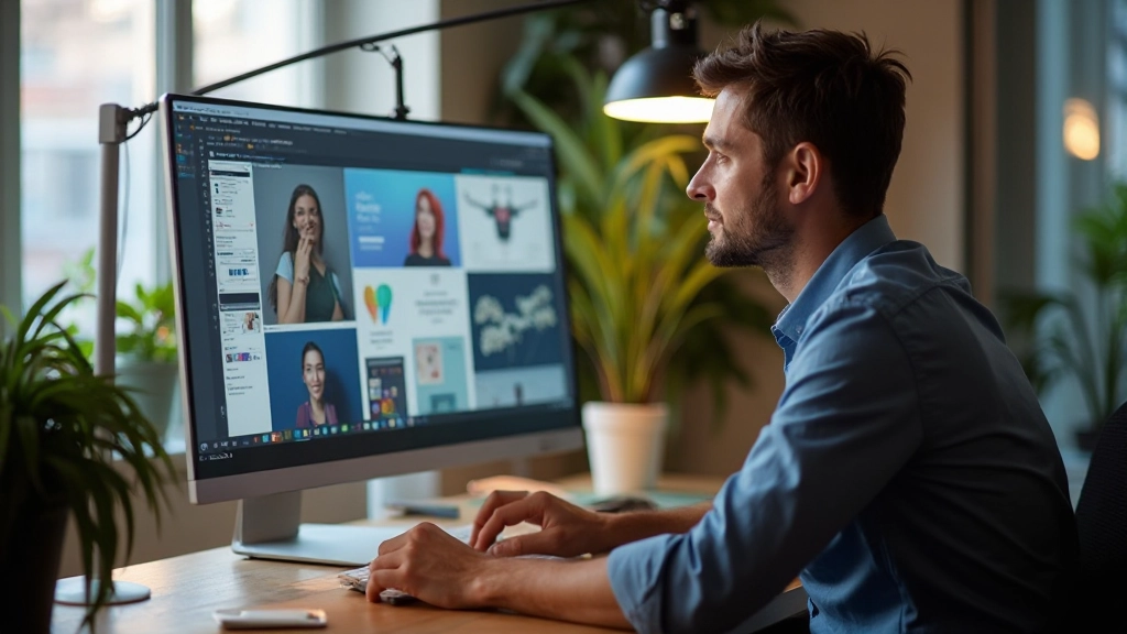 Design tools and software icons displayed on desk with designer working with Figma and wireframing applications