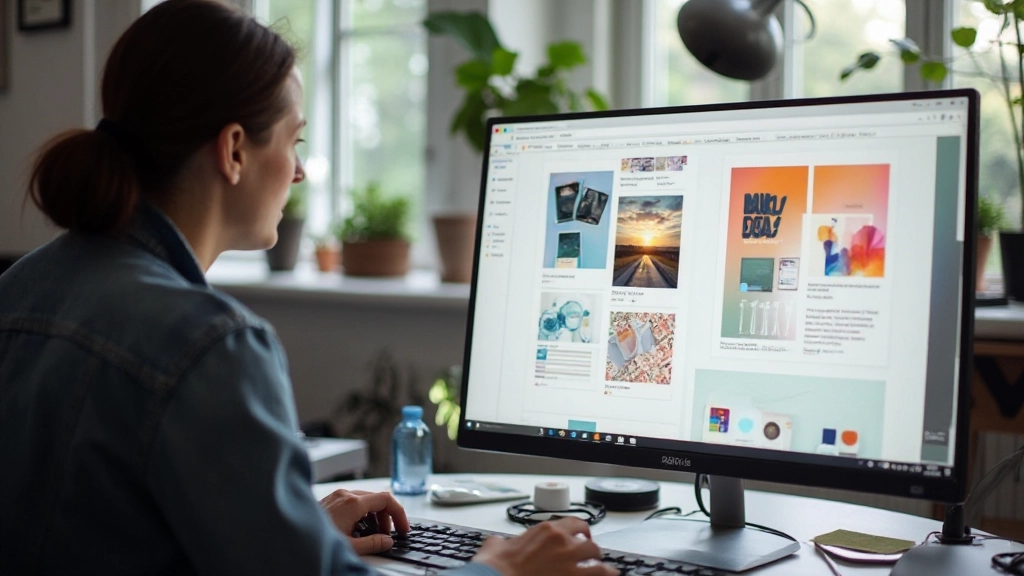Professionele grafisch ontwerper werkt aan kleurpaletten en typografische layouts op moderne monitor in designstudio