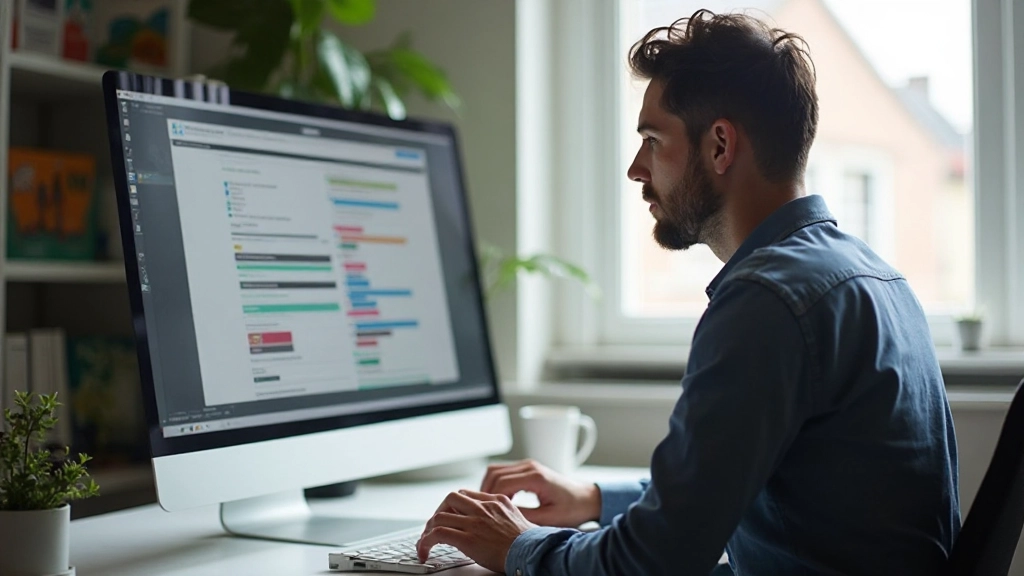 Designer werkt aan responsief webdesign prototype op grote monitor